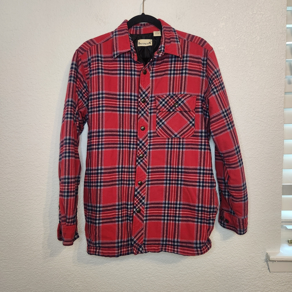 Backpacker Men's Red Outrider Quilted Flannel Jacket Size M bp-7002